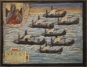 Oud ex voto zeeman, populaire offer als een teken van toewijding en dankbaarheid van de zeeman die de gevaren van de zee heeft overleefd, afkomstig uit de Kerk van de Heilige Maagd van de Boog van Napels (Madonna dell
