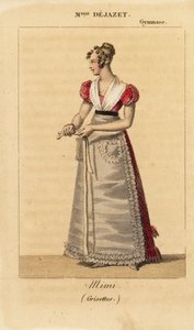 Franse sopraan Mlle Virginie Dejazet als Mimi in de eenakter vaudeville Grisettes door Scribe en Dupin in het Gymnase-Dramatique door Unknown artist