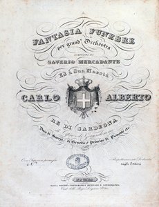 Frontispice voor Fantasia funebre, orkestwerk door Mercadante door Unknown artist