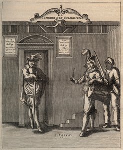 Frontispice van The Comedy of Comedians, Poem of New Invention door Georges de Scudery - 1635 door Unknown artist