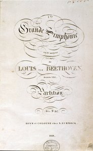 Frontispice van de eerste Duitse editie van de partituur van de Symfonie nr. 1 in C majeur door Ludwig van Beethoven