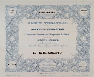 Frontispice van de opera Il Giuramento, door Mercadante (1837) door Unknown artist