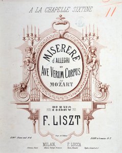 Frontispice van Miserere door Allegri en Ave verum corpus door Mozart, getranscribeerd door Liszt voor piano (1865) door Unknown artist