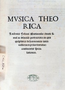 Frontispice van Musica Theorica door Ludovico Foliani (gravure) door Unknown artist