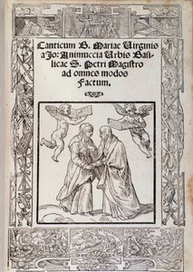 Frontispice van de muzikale partituur van "Cantico della Beata Maria Vergine" door Giovanni Animuccia door Unknown artist