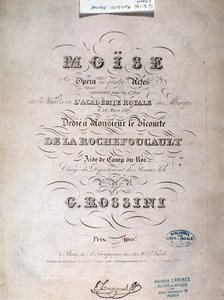 Frontispice van muziekpartituur van Mozes in Egypte door Gioacchino Rossini