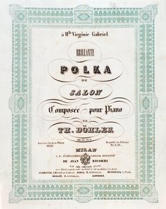 Frontispice van de partituur van Polka de salon door Theodor von Dohler door Unknown artist