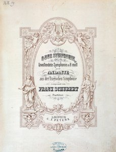 Frontispice van muziekpartituur van Onvoltooide symfonie door Franz Schubert
