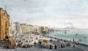 Begrafenis in de Baai van Napels met de Vesuvius op de achtergrond door Unknown artist