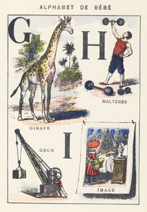 G H I: giraffe, kraanvogel, halters, afbeelding door Unknown artist