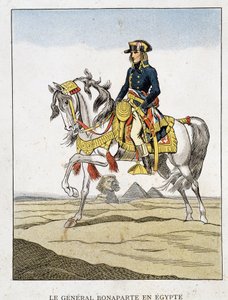 Generaal Bonaparte in Egypte, een portret rijdend voor de piramides en de sfinx. door Unknown artist