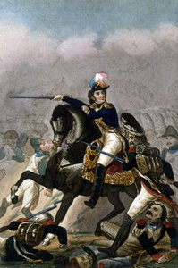 Generaal Jean Lannes, Hertog van Montebello (1769-1809) bij de Slag bij Essling (21 - 22 mei 1809) Gravure 19e eeuw. Milaan