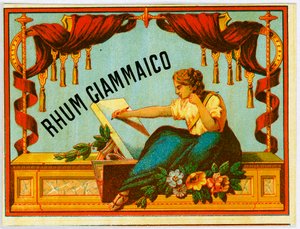 Giammaico rum alcohol advertentie (Chromolithografie eind 19e eeuw)