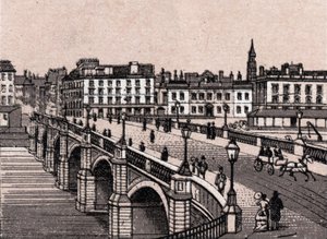 Glasgow, Schotland: uitzicht op de Broomielaw-brug door Unknown artist