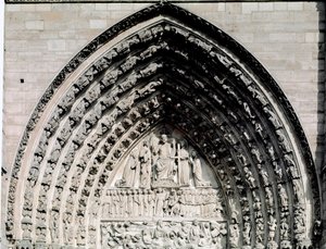 Gotische kunst: detail van het centrale portaal van de Notre Dame kathedraal van Parijs door Unknown artist