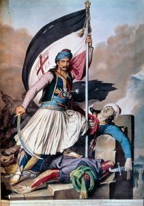 Griekse Onafhankelijkheidsoorlog tegen het Ottomaanse Rijk: de vlag wordt gehesen in Salona