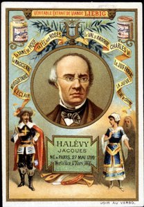 Halevy genaamd Jacques Fromental Levy, Franse componist (1799-1862) als onderdeel van de promotie van een Liebig-product. 19e eeuw