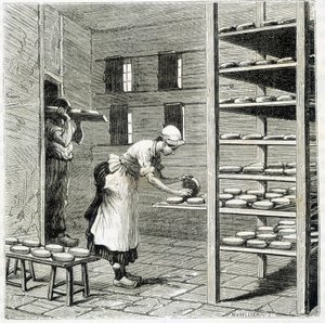 Haloir (of droger) voor de vervaardiging van camembert kaas - in De wonderen van de industrie door Louis Figuier door Unknown artist