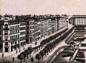 Hamburg, Duitsland: uitzicht op de oude Jungfernstieg door Unknown artist