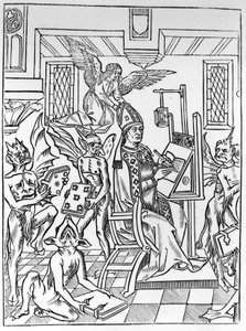 Ketterij en Orthodoxie betwisten de theoloog. door Unknown artist