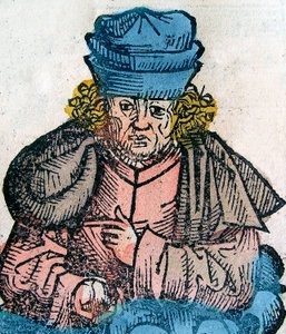 Herodotus (Herodotos, 484-425 v.Chr.), Griekse historicus - HERODOTUS 490-425 v.Chr., Griekse historicus - houtsnede uit de Neurenberg Kroniek door Unknown artist