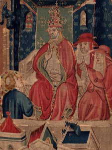 Geschiedenis van Sint Piat en Sint Eleuthère, Scene 9: Sint-Éleuthère wordt bevestigd als bisschop van Doornik. Detail midden. De scène met de paus.