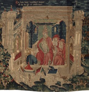 Geschiedenis van Sint Piat en Sint Eleuthère, Scène 9: De Heilige Éleuthère wordt bevestigd door de paus als de bisschop van Doornik door Unknown artist