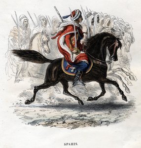Spahis te paard. Gravure uit 1844. door Unknown artist