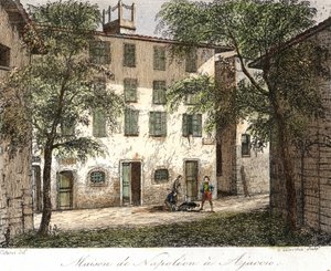 Huis van Napoleon in Ajaccio - Kleurgravure 19e eeuw door Unknown artist