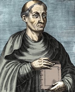 Hugues de Saint Victor. Franse theoloog en filosoof. 12e eeuw. Gravure van de 17e eeuw. door Unknown artist
