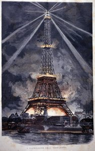 Verlichting van de Eiffeltoren tijdens de Wereldtentoonstelling van 1889