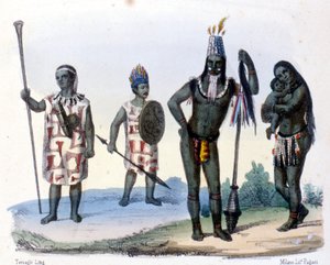 Indianen Encabellados en Jivaros in Ecuador.