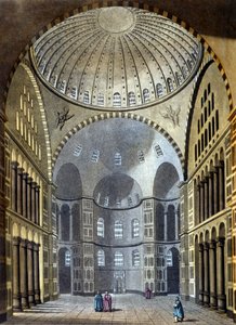 Interieur van de Hagia Sophia Moskee in Constantinopel - in 