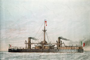 Italiaans slagschip Caio Duilio door Unknown artist