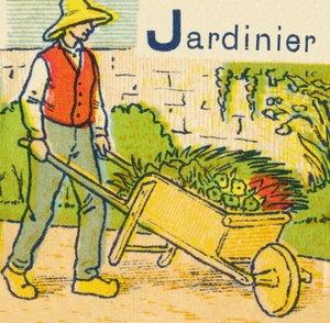 J als tuinman door Unknown artist