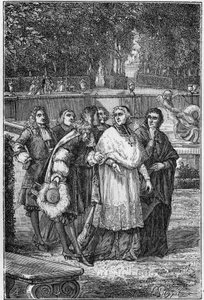 Jacques-Bénigne Bossuet (1627-1704), Franse prelaat en schrijver in de laan van filosofen in Versailles. Gravure uit de 19e eeuw door Unknown artist