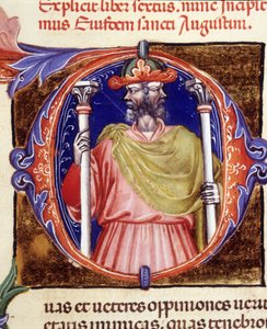 Janus, Romeinse godheid, twee tegenovergestelde gezichten - uit een manuscript van 