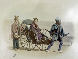 Japanse riksja, circa 1900 door Unknown artist