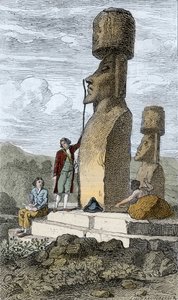 Jean-Francois Galaup, Graaf de La Perouse Engelse navigator en ontdekkingsreiziger, op Paaseiland tijdens zijn Aziatische reis door Unknown artist