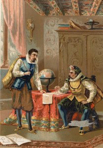 Johannes Kepler (Keppler) (1571 - 1630) met Tycho Brahe (1546-1601), astronomen, Praag in 1600 - naar La Ciencia y sus Hombres door Louis Figuier, Barcelona 1881