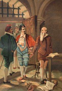 Koning Hendrik III met Bernard Palissy (1510 - 1589). Chromolithografie van het einde van de 19e eeuw. gebaseerd op 