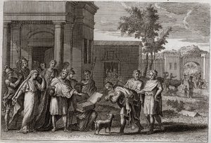 Koninkrijksbijbel, Oude Testament: Abimelech gestraft door God. Abimelech (Abimelech of Ahimelech of Ahimelek), koning van Gerar, die met geweld Sara (Sarah), de vrouw van Abraham, had genomen, maar die hij alleen als zijn zus beschouwde, wordt door God be