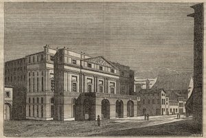 La Scala in Milaan - Uitzicht op het theater van La Scala in Milaan, Italië - (Teatro alla Scala Milano) - 1837 door Unknown artist