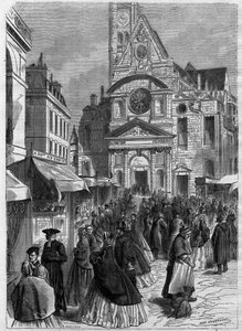 La novenaine de sainte Genevieve in Saint Etienne du Mont in Parijs - Gravure in Le Journal Illustré