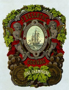 Etiket van "Bellot Cognac - Fine Champagne", 19e eeuw