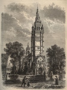 De gotische kunst in verval - Notre-Dame de Roscoff in Bretagne - gravure 19e eeuw door Unknown artist