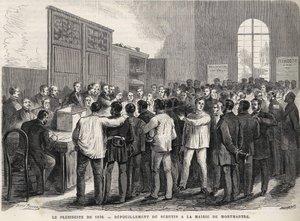 Het plebisciet van 1870, telling van de stemmen in het stadhuis van Montmartre. door Unknown artist