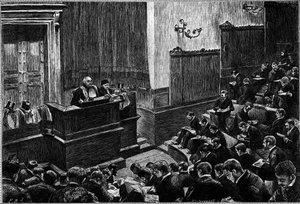 Het grote amfitheater van de rechtenfaculteit van Parijs, Gravure in "Le journal de La jeunesse"