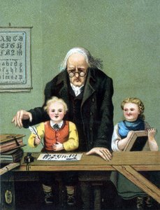 Schrijven leren - chromolithografie, eind 19e eeuw