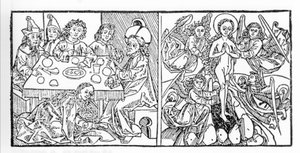 Links: Sint Maria Magdalena droogt Jezus